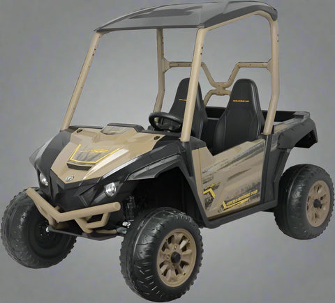 "Yamaha Wolverine X2 24V UTV Ride-On ATV for Kids"
"Remote-controlled kids electric UTV with headlights"
"Brown Yamaha Wolverine ride-on with Bluetooth and USB"