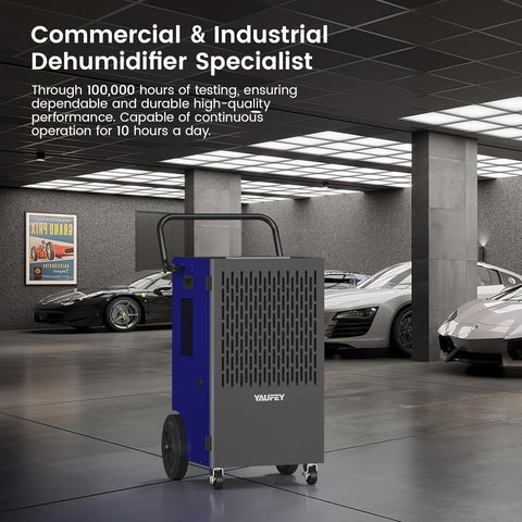 Yaufey 155 Pints Commercial Dehumidifier with Pump, for Basement up to 8000 Sq. Ft, Large Capacity Industrial Dehumidifier for Large Room with Intelligent Humidity Control - with Blue | Sold by Uncle Wiener's Wholesale