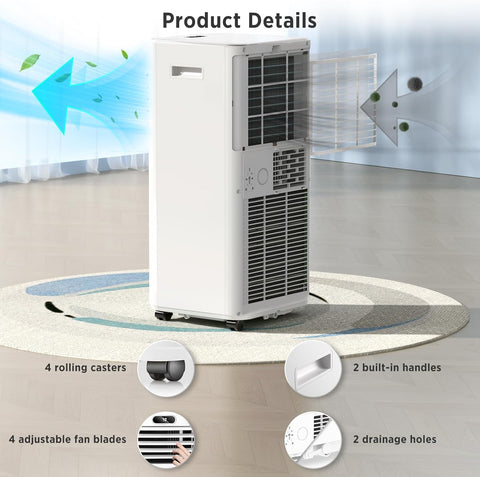 ZAFRO 8,000 BTU Portable Air Conditioners, Air Conditioner for Room Up to 350 Sq.Ft, 3 - in - 1 Portable AC Unit Cool & Dehumidifier & Fan Modes with Remote Control/Drain Hose, White - with | Sold by Uncle Wiener's Wholesale