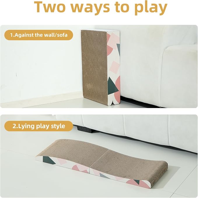 Zarevu Foldable Double-Sided Cat Scratching Pad – Corrugated Cardboard Scratcher for Indoor Cats - Pet products with Foldable 90° Wave Curve | Sold by Uncle Wiener's Wholesale