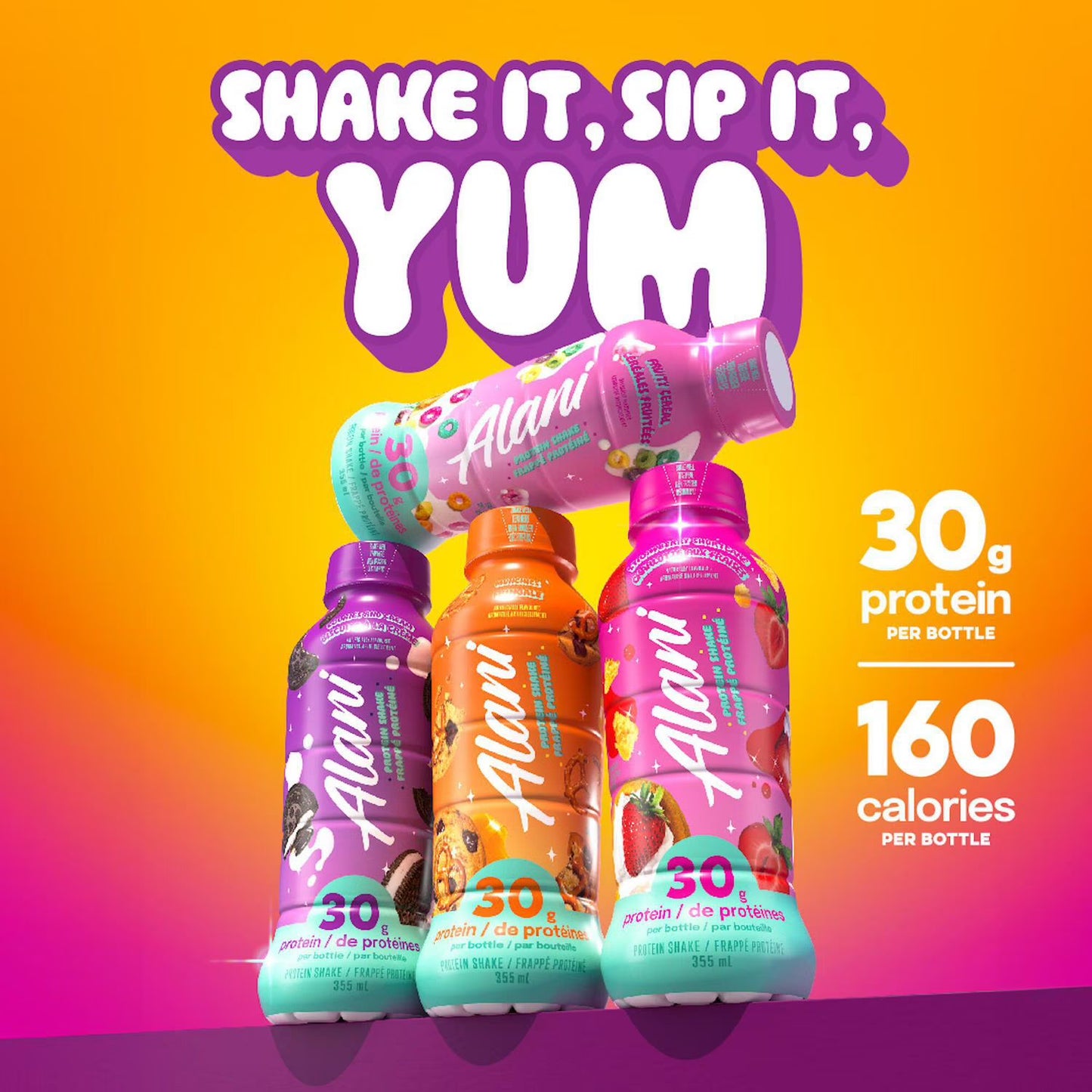 Alani Nu Strawberry Shortcake Protein Shake – Ready-to-Drink High Protein Beverage, 12 x 355 mL