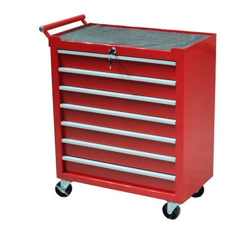 24" 7-Drawer Rolling Tool Cart with Locking Casters, Side Push Handle & Powder-Coated Steel Cabinet for Garage, Shop &amp; Mechanics