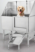 stainless steel dog grooming tub with ramp
pet grooming bath station 50 inch
professional dog bathtub with sprayer
sliding door dog grooming tub
pet grooming tub for commercial use