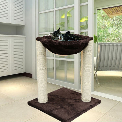 20-Inch Cat Tower Hammock Tree with Sisal Scratching Post – Multi-Color – LBCT118
