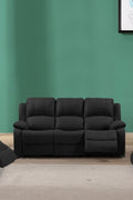 3-piece recliner set – Nubuck air leather in black

Reclining loveseat and chair with padded arms

Reclining living room furniture set – gray

Close-up of faux leather texture on modern recliner

Full living room setup featuring 3 recliner pieces