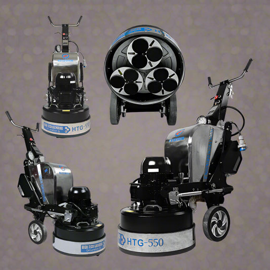 HTG-550 floor grinder front angle

Planetary concrete grinder industrial use

HTG grinder with dust shroud and handles

Concrete floor polishing machine

Three-head floor surface grinder HTG-550