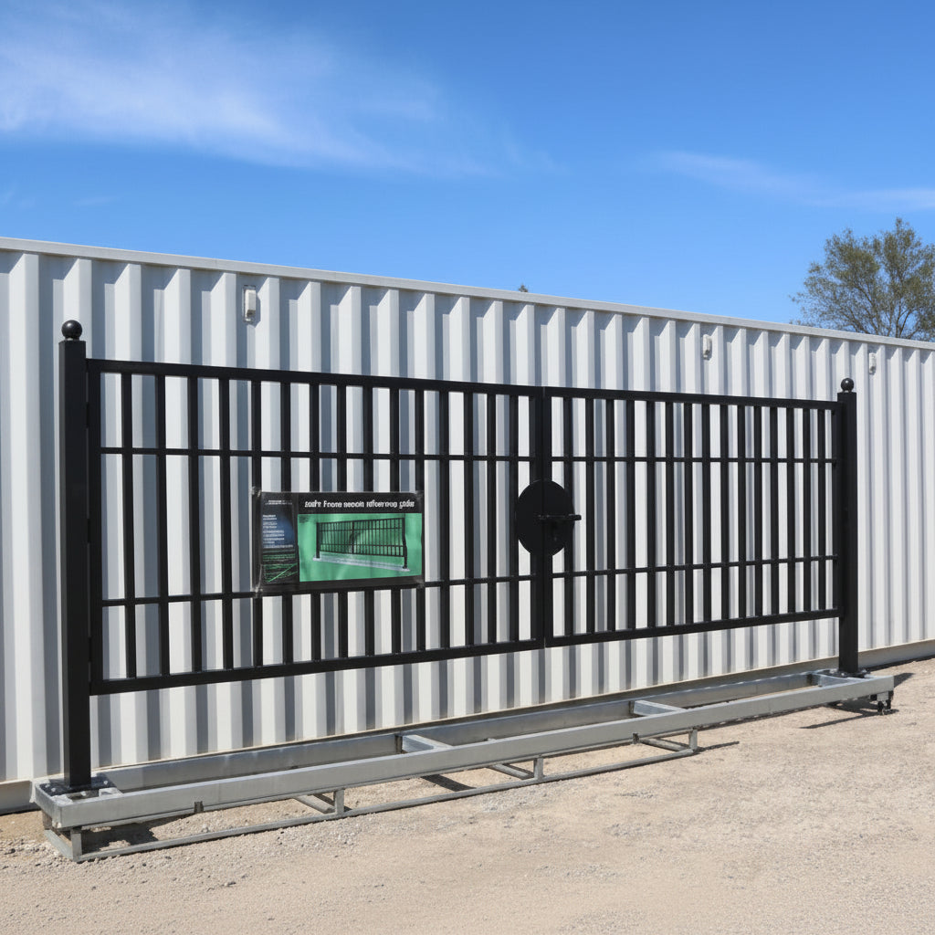 20 FT Galvanized Steel Farm Driveway Gate with Black Powder-Coated Finish – TM18NCC