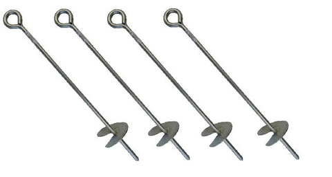 New Heavy Duty 18" Steel Canopy Anchor Stakes with Auger – 4-Pack – Red Enamel Coated – SKU 1123082