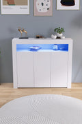 Black LED gloss sideboard in living room with lights on
White gloss LED storage cabinet with soft glow
Close-up of cabinet doors with glossy finish
Side angle showing multicolor LED lighting
Living room setup with LED sideboard beneath TV
White version styled in modern kitchen