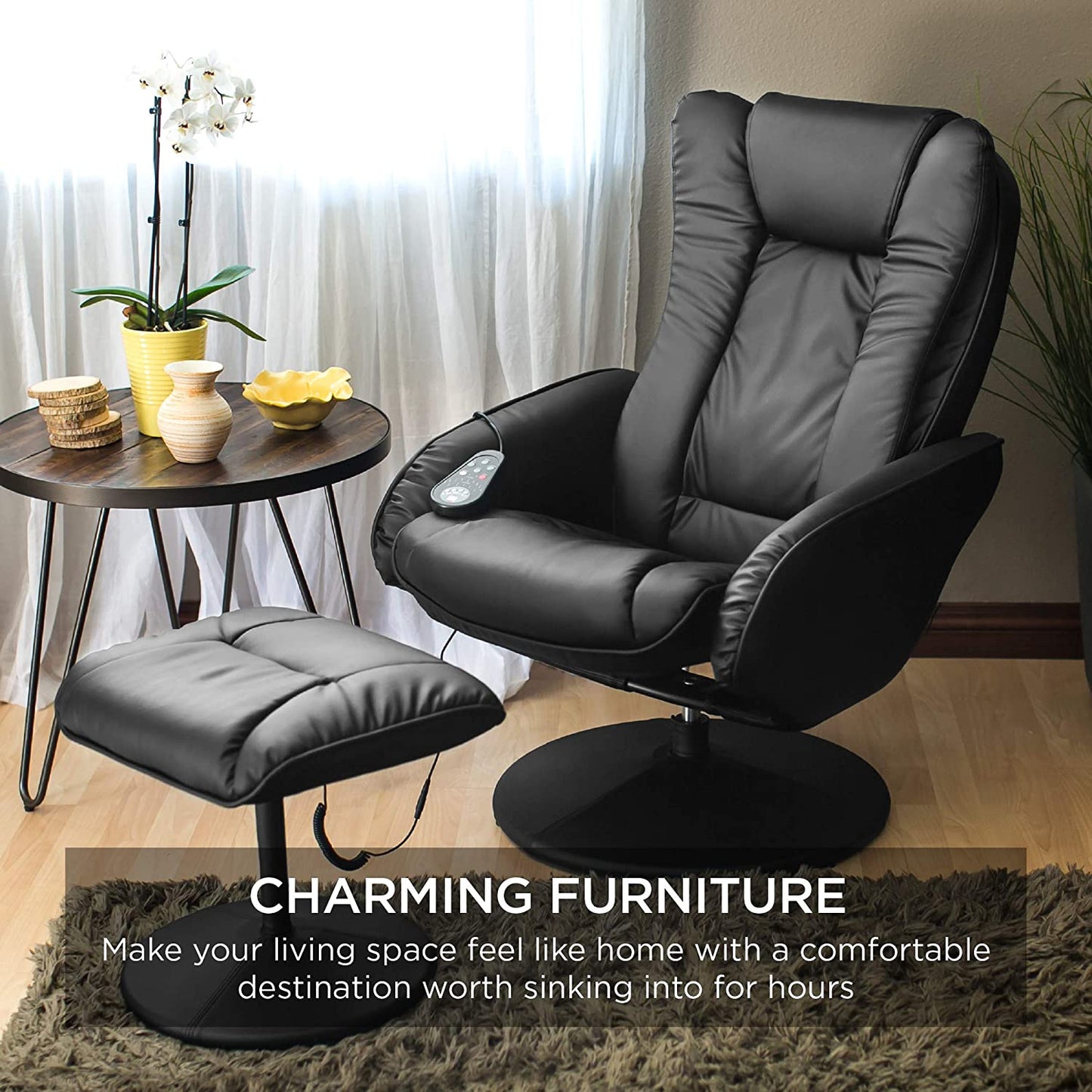 Electric Massage Recliner Chair & Ottoman with Heat | Wireless Control