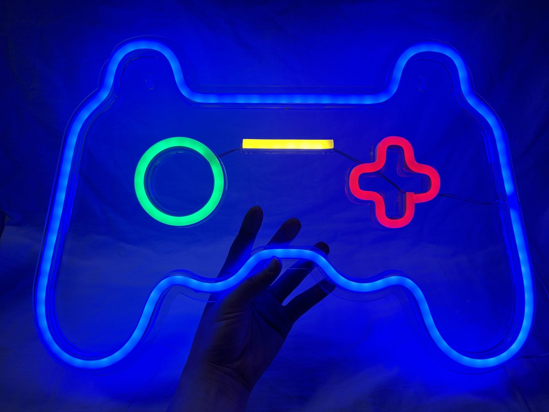 1pc Salle De Jeux Avec Néon En Cercle Bleu Glace Led, Enseigne Lumineuse Néon Pour Salle De Jeux