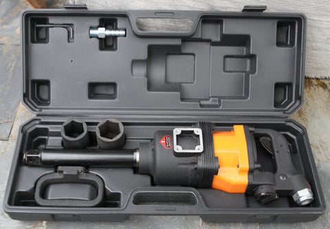 1 inch air impact gun with heavy-duty socket kit
Industrial pneumatic impact wrench for automotive use
Air-powered impact gun and sockets on workbench
High-torque pneumatic wrench set in packaging