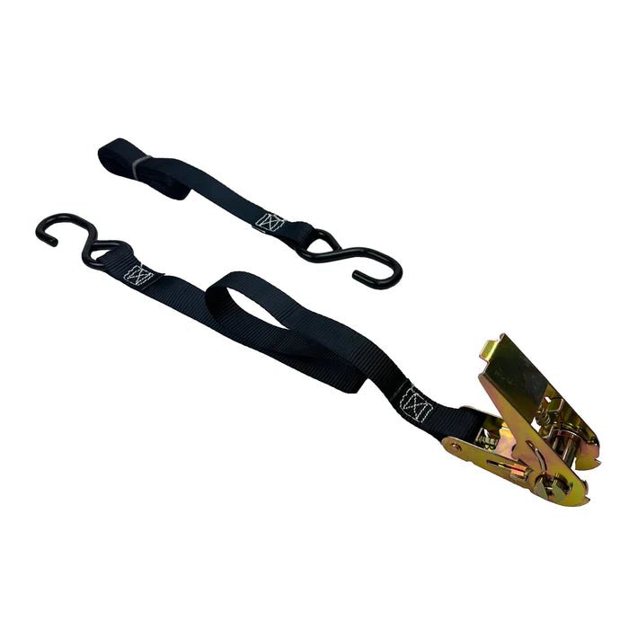 1” x 15FT Ratchet Strap Tie Down Cargo Trailer Strap – White & Black– 1,500 lb Capacity RS115 - with Black | Sold by Uncle Wiener's Wholesale