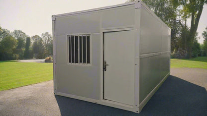 Exterior Image: Portable 19 FT Folding Insulated Container Office with Lockable Door – Outdoor View

Interior Image: Inside View of Modular Prefab Cabin Office with Window and Electrical Plug

Folded View: Foldable Prefab Container for Easy Transport and Setup

Setup Process: Step-by-step Setup of 19 FT Folding Steel Container Office

Multiple Angles: Various Views of the Portable Modular Work Cabin