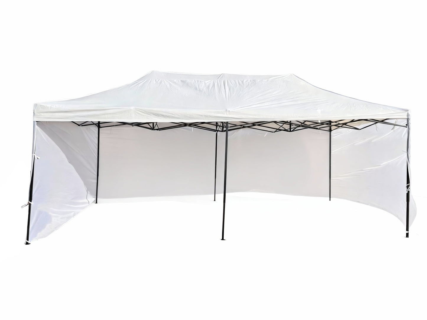 10 ft × 20 ft Folding Pop - Up Pvc Gazebo with 3 Sidewalls, Waterproof Steel Frame Canopy 1020P3 - with | Sold by Uncle Wiener's Wholesale