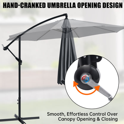 10 ft Hanging Offset Patio Umbrella with Crank and Sand Bag Included - with Red | Sold by Uncle Wiener's Wholesale