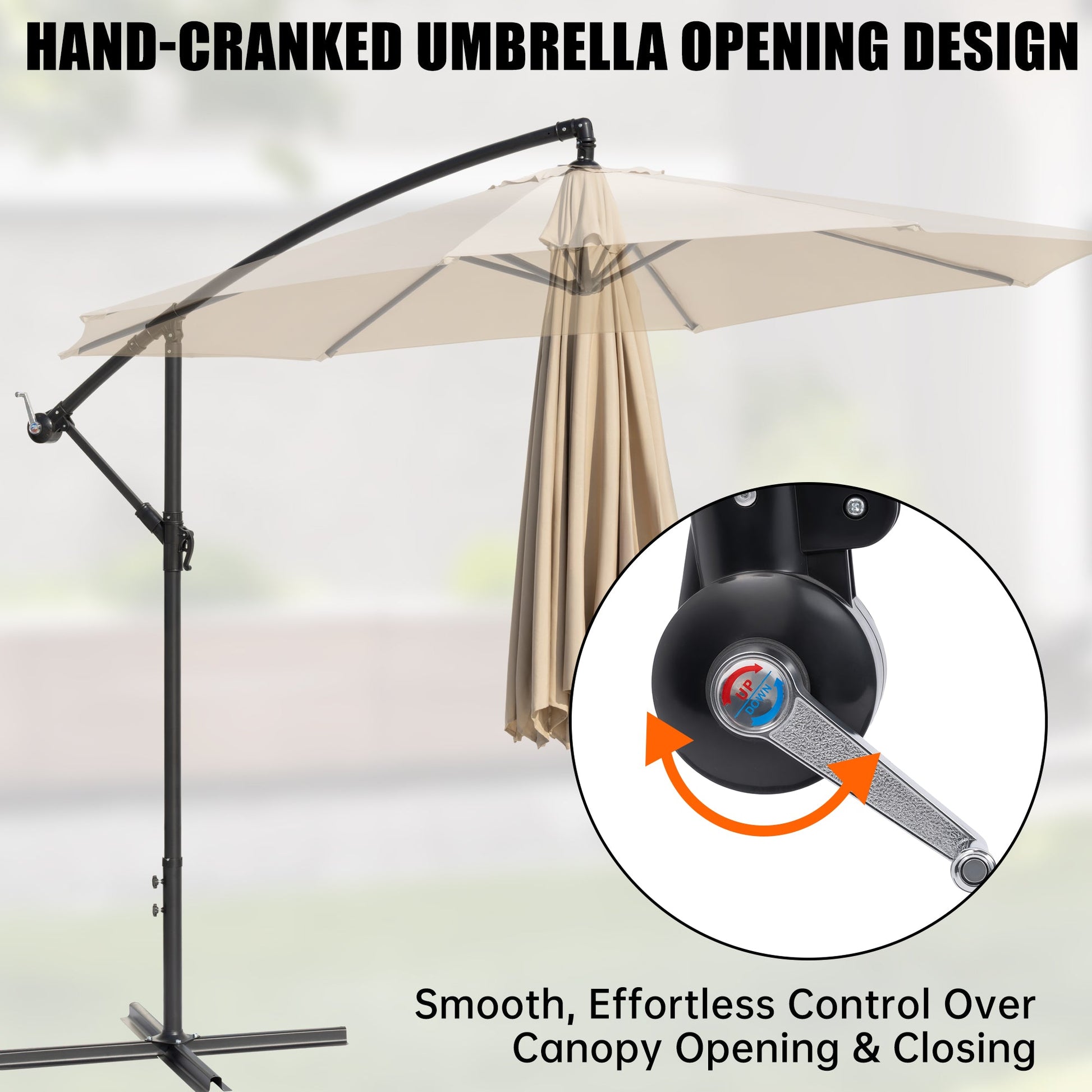 10 ft Hanging Offset Patio Umbrella with Crank and Sand Bag Included - with Red | Sold by Uncle Wiener's Wholesale