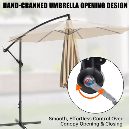 10 ft Hanging Offset Patio Umbrella with Crank and Sand Bag Included - with Red | Sold by Uncle Wiener's Wholesale