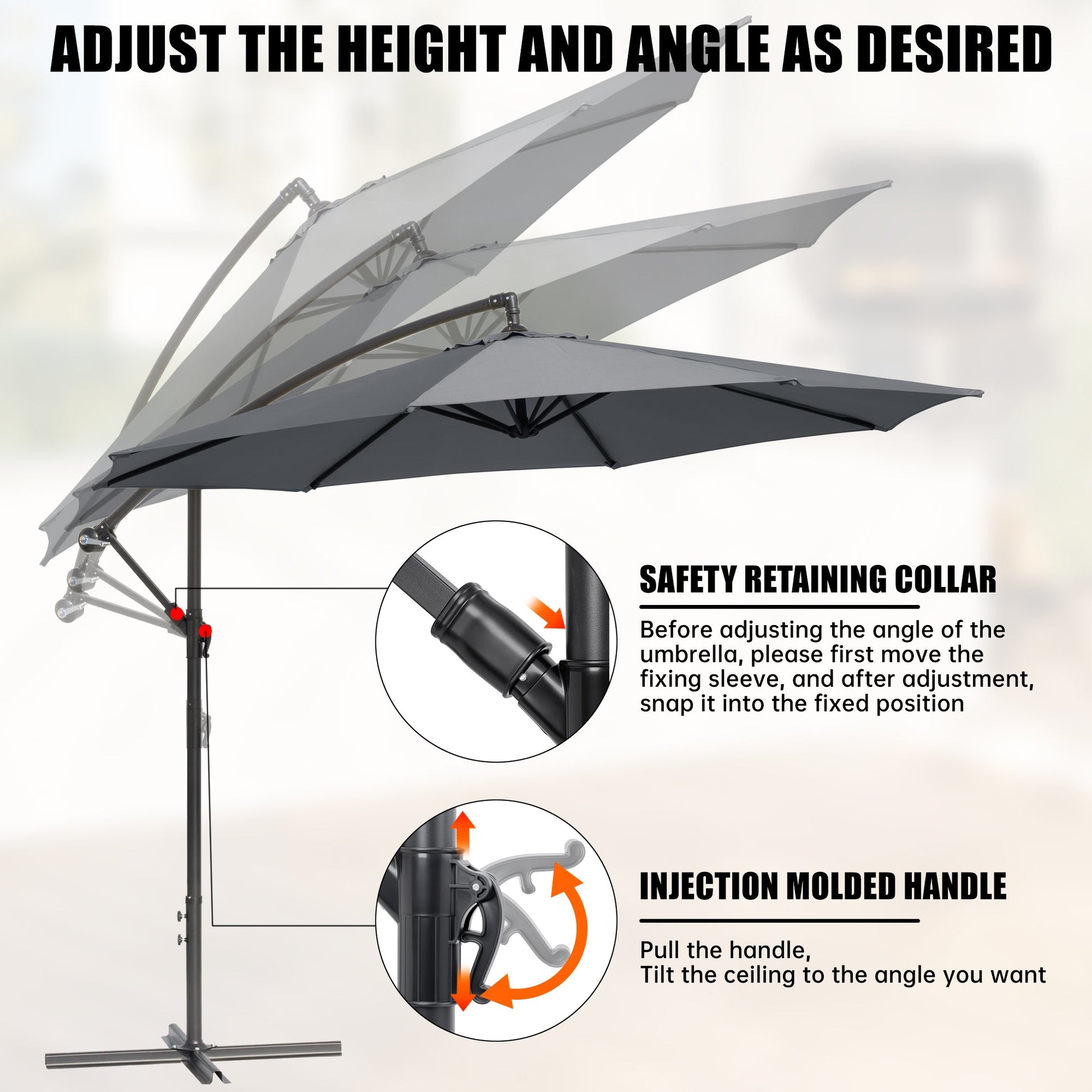10 ft Hanging Offset Patio Umbrella with Crank and Sand Bag Included - with Red | Sold by Uncle Wiener's Wholesale