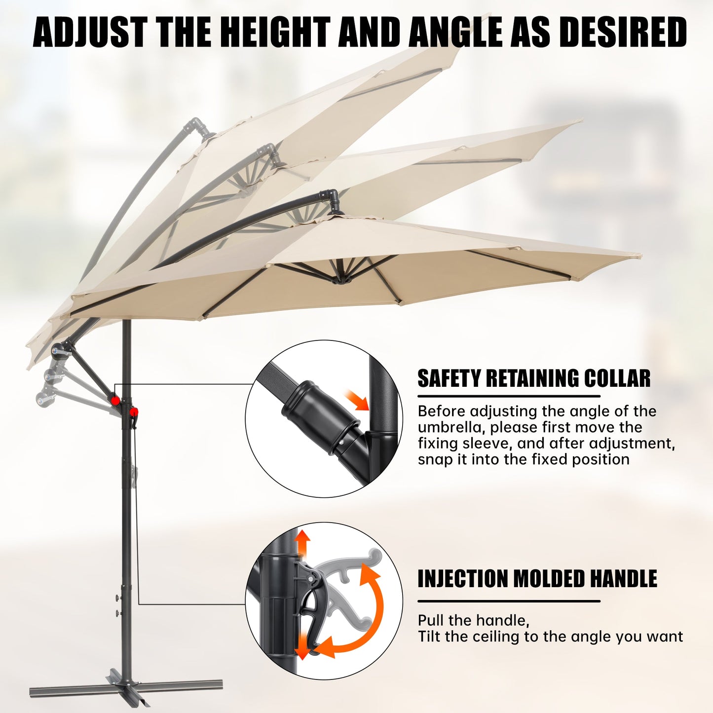10 ft Hanging Offset Patio Umbrella with Crank and Sand Bag Included - with Red | Sold by Uncle Wiener's Wholesale