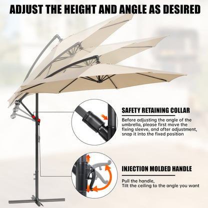 10 ft Hanging Offset Patio Umbrella with Crank and Sand Bag Included - with Red | Sold by Uncle Wiener's Wholesale