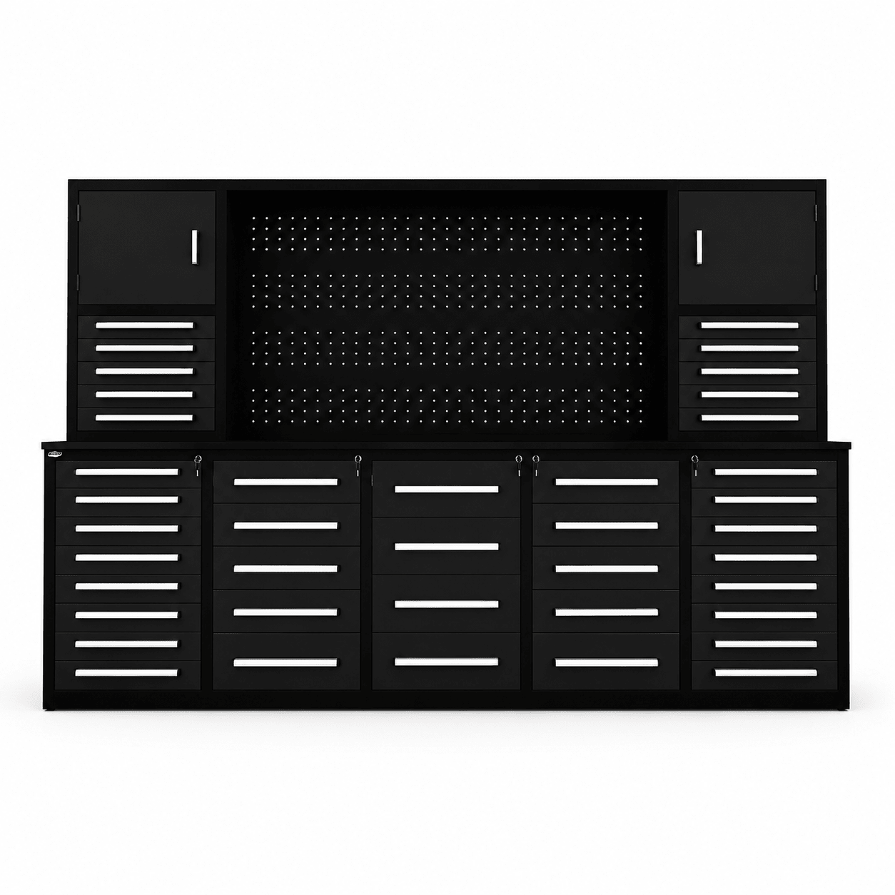 10 FT Heavy-Duty Modular Tool Bench & Cabinet System with 30–40 Lockable Drawers Workbench - Tool Benches & Workstations with Black 40 Drawer | Sold by Uncle Wiener's Wholesale