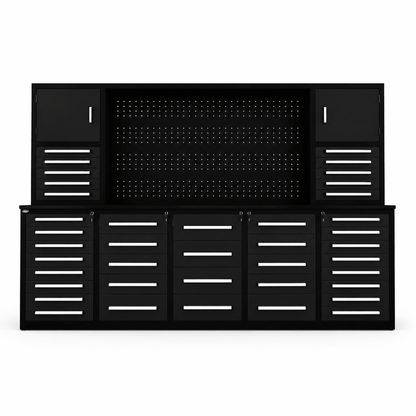 10 FT Heavy-Duty Modular Tool Bench & Cabinet System with 30–40 Lockable Drawers Workbench - Tool Benches & Workstations with Black 40 Drawer | Sold by Uncle Wiener's Wholesale