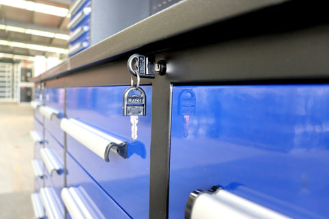 10 FT Heavy - Duty Modular Tool Bench & Cabinet System with 30–40 Lockable Drawers Workbench - with Stainless Steel 30 Drawer | Sold by Uncle Wiener's Wholesale