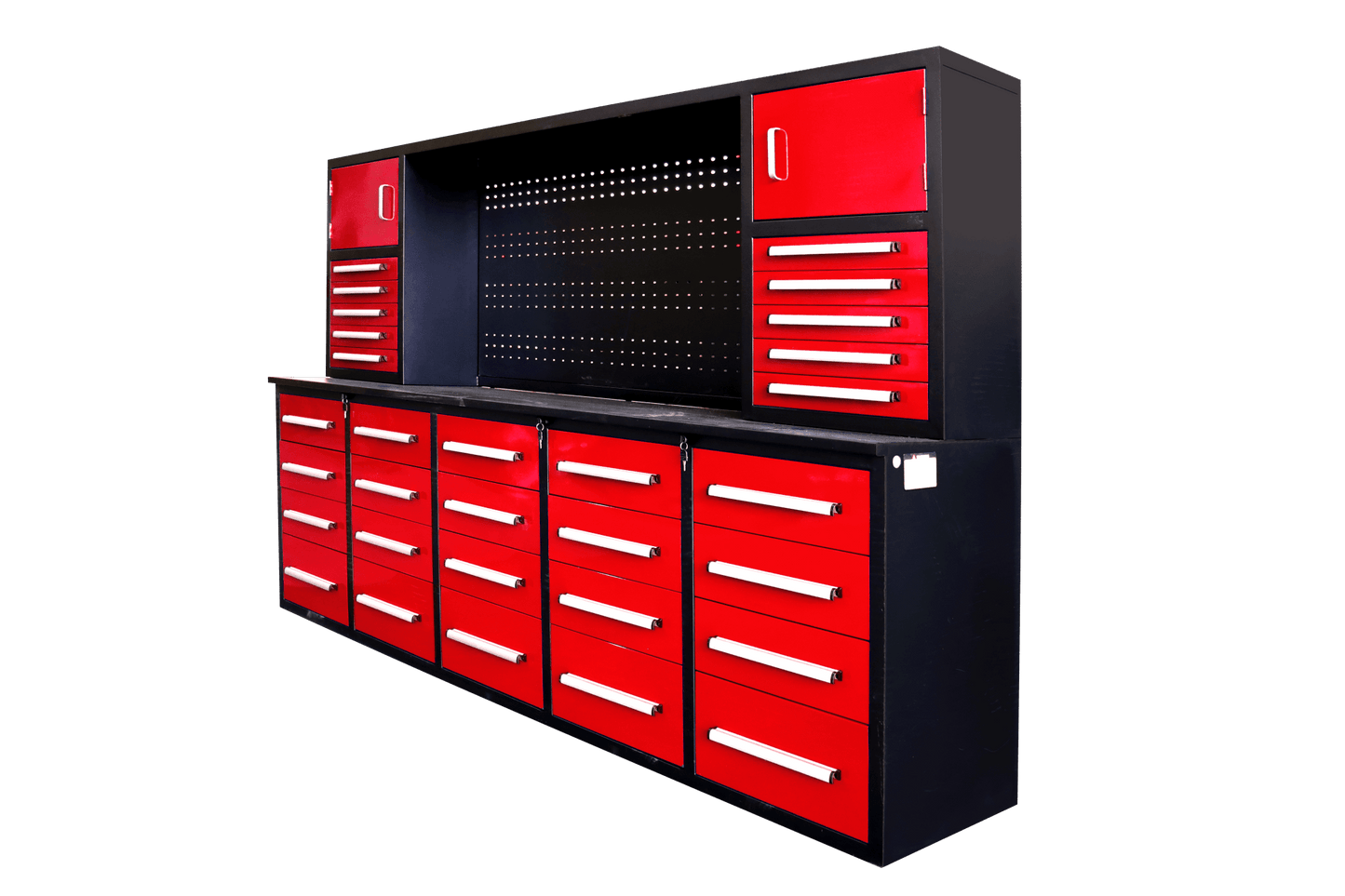 10 FT Heavy - Duty Modular Tool Bench & Cabinet System with 30–40 Lockable Drawers Workbench - with Stainless Steel 30 Drawer | Sold by Uncle Wiener's Wholesale