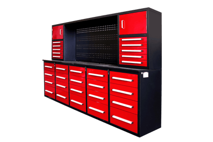 10 FT Heavy - Duty Modular Tool Bench & Cabinet System with 30–40 Lockable Drawers Workbench - with Stainless Steel 30 Drawer | Sold by Uncle Wiener's Wholesale