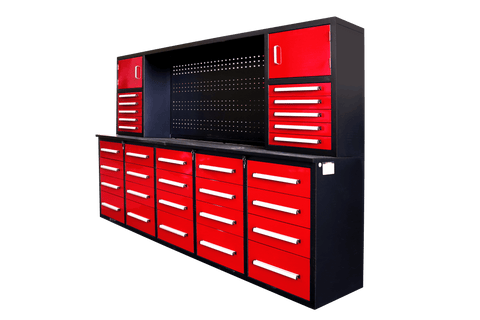 10 FT Heavy - Duty Modular Tool Bench & Cabinet System with 30–40 Lockable Drawers Workbench - with Stainless Steel 30 Drawer | Sold by Uncle Wiener's Wholesale