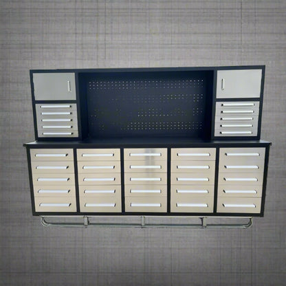 10 FT Heavy - Duty Modular Tool Bench & Cabinet System with 30–40 Lockable Drawers Workbench - with Stainless Steel 30 Drawer | Sold by Uncle Wiener's Wholesale