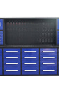 10 FT Heavy - Duty Modular Tool Bench & Cabinet System with 30–40 Lockable Drawers Workbench - with Blue 30 Drawer | Sold by Uncle Wiener's Wholesale