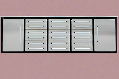 10 FT Heavy - Duty Steel Garage Tool Bench Work bench With 15/20/25/35 Drawers – Industrial Storage Table - with 3.5 ft Corner Connector Bench | Sold by Uncle Wiener's Wholesale