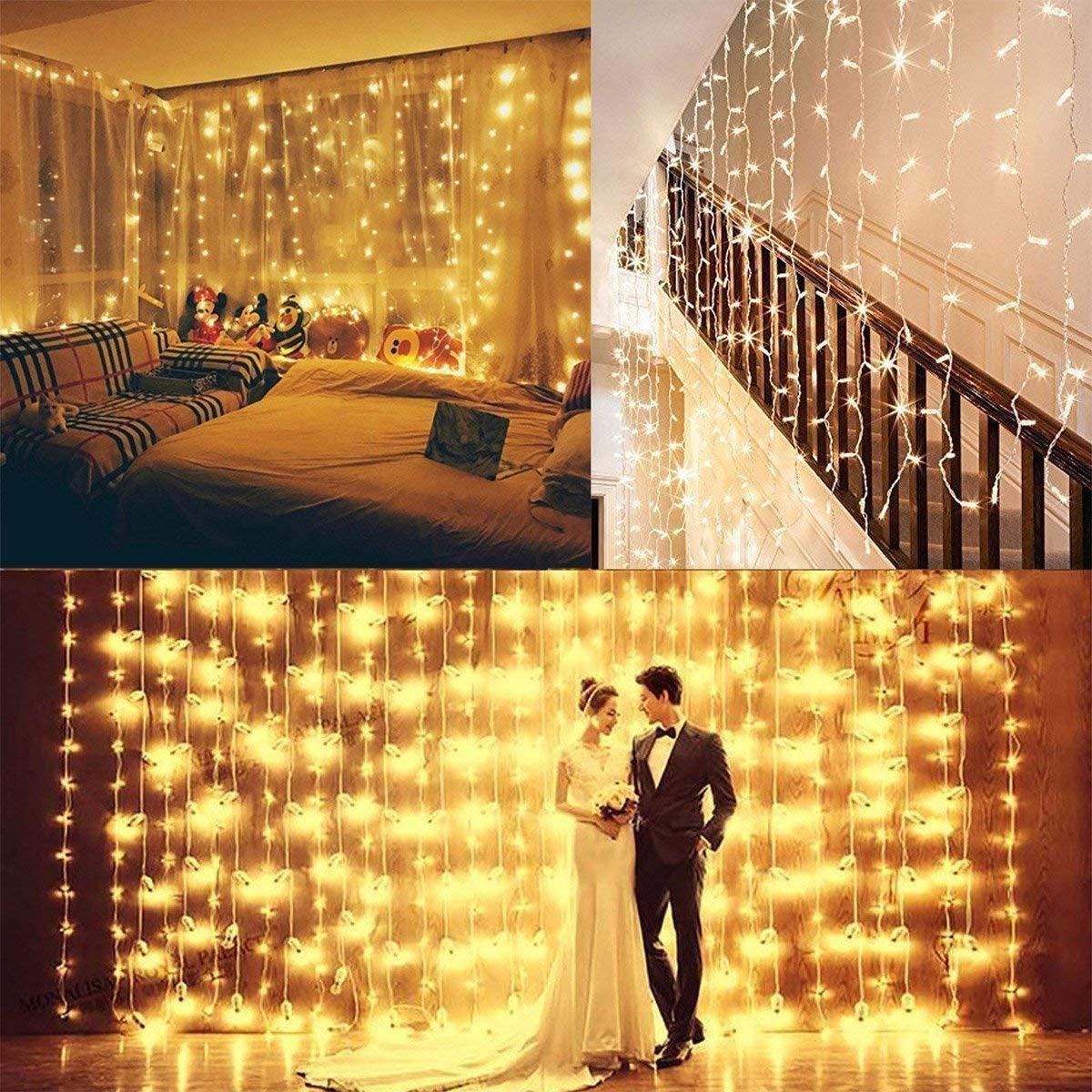 10 FT Wedding Curtain Fairy String LED Lights – Warm White, 8 Modes Decorative Lights WEDLF - with | Sold by Uncle Wiener's Wholesale