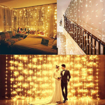 10 FT Wedding Curtain Fairy String LED Lights – Warm White, 8 Modes Decorative Lights WEDLF - with | Sold by Uncle Wiener's Wholesale