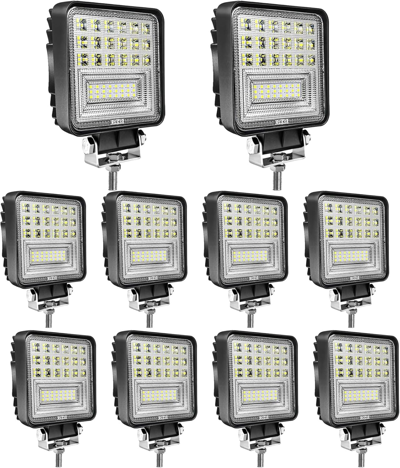 10 - Pack 126W LED Work Light Bars – 4" Combo Beam, 6000K Waterproof Off - Road Lights for Trucks, ATVs & Equipment | SKU: WL12610 - Motor Vehicle Lighting with 10 Pack | Sold by Uncle Wiener's Wholesale