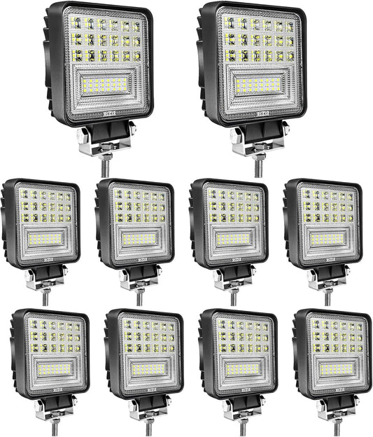 10 - Pack 126W LED Work Light Bars – 4" Combo Beam, 6000K Waterproof Off - Road Lights for Trucks, ATVs & Equipment | SKU: WL12610 - Motor Vehicle Lighting with 10 Pack | Sold by Uncle Wiener's Wholesale