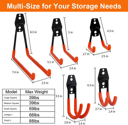 10 Pack Heavy - Duty Garage Wall Mount Storage Hooks with PVC Coating – Rust - Resistant Tool Organizer WT21391 - with | Sold by Uncle Wiener's Wholesale