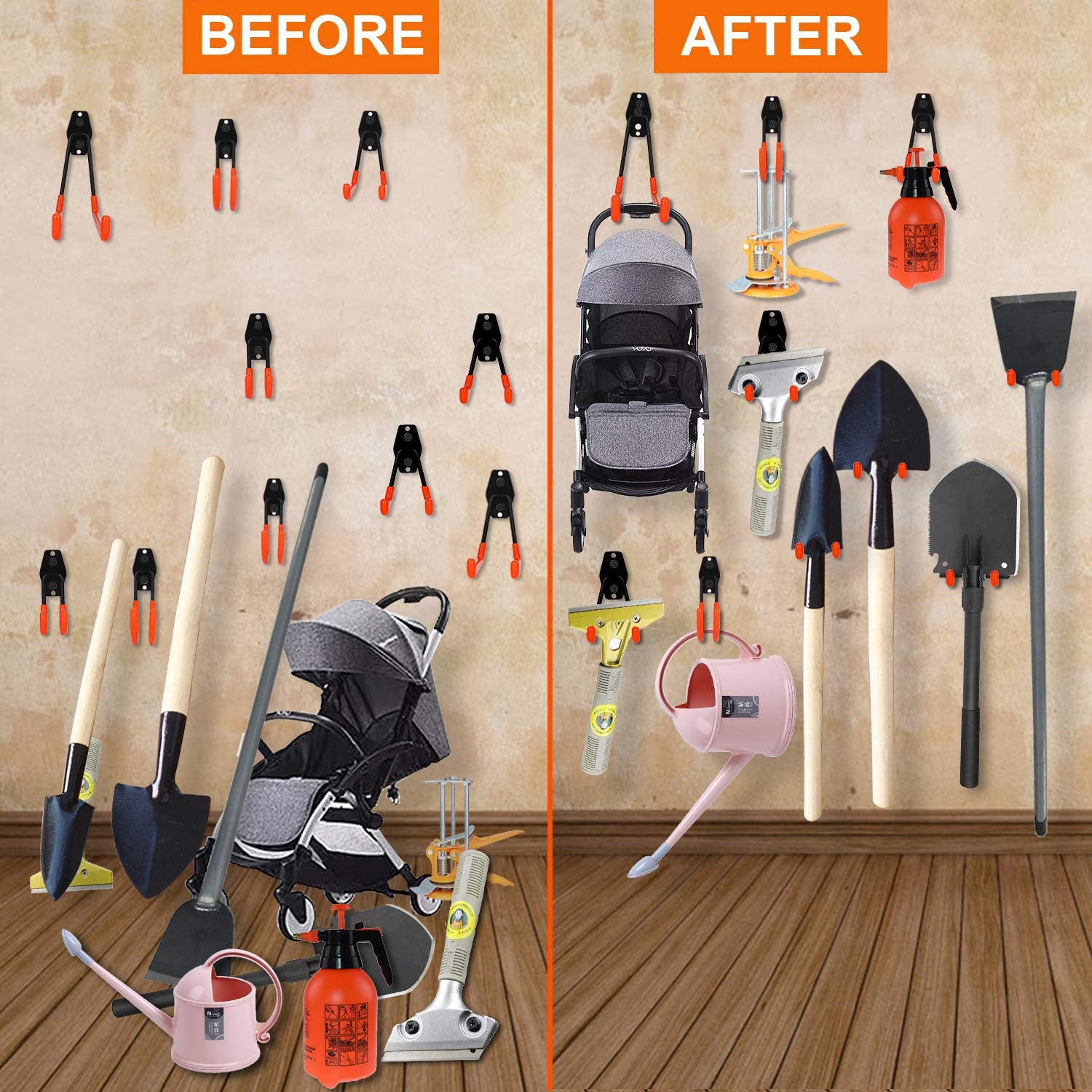 10 Pack Heavy - Duty Garage Wall Mount Storage Hooks with PVC Coating – Rust - Resistant Tool Organizer WT21391 - with | Sold by Uncle Wiener's Wholesale