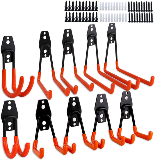 10 Pack Heavy - Duty Garage Wall Mount Storage Hooks with PVC Coating – Rust - Resistant Tool Organizer WT21391 - with | Sold by Uncle Wiener's Wholesale
