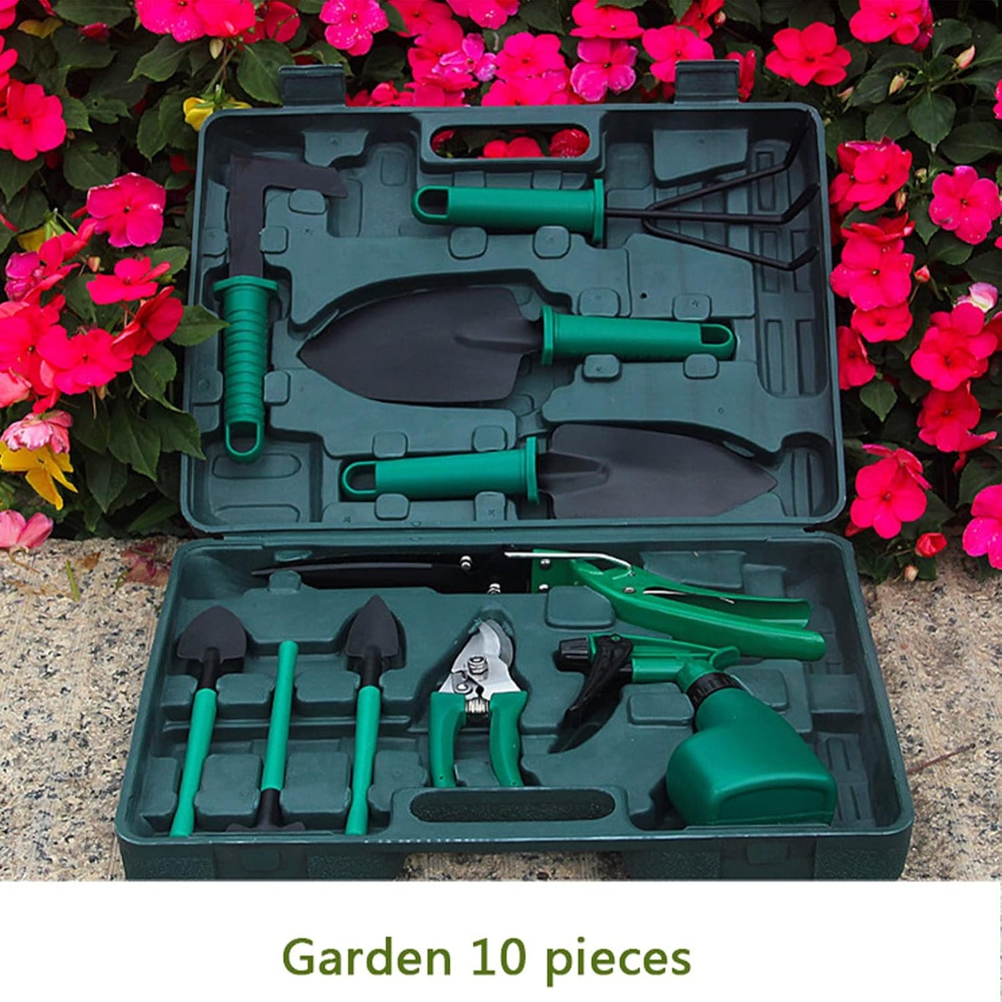 10 - Piece Gardening Tools Set with Carry Case – Green Garden Hand Tool Kit GTS10 - with | Sold by Uncle Wiener's Wholesale