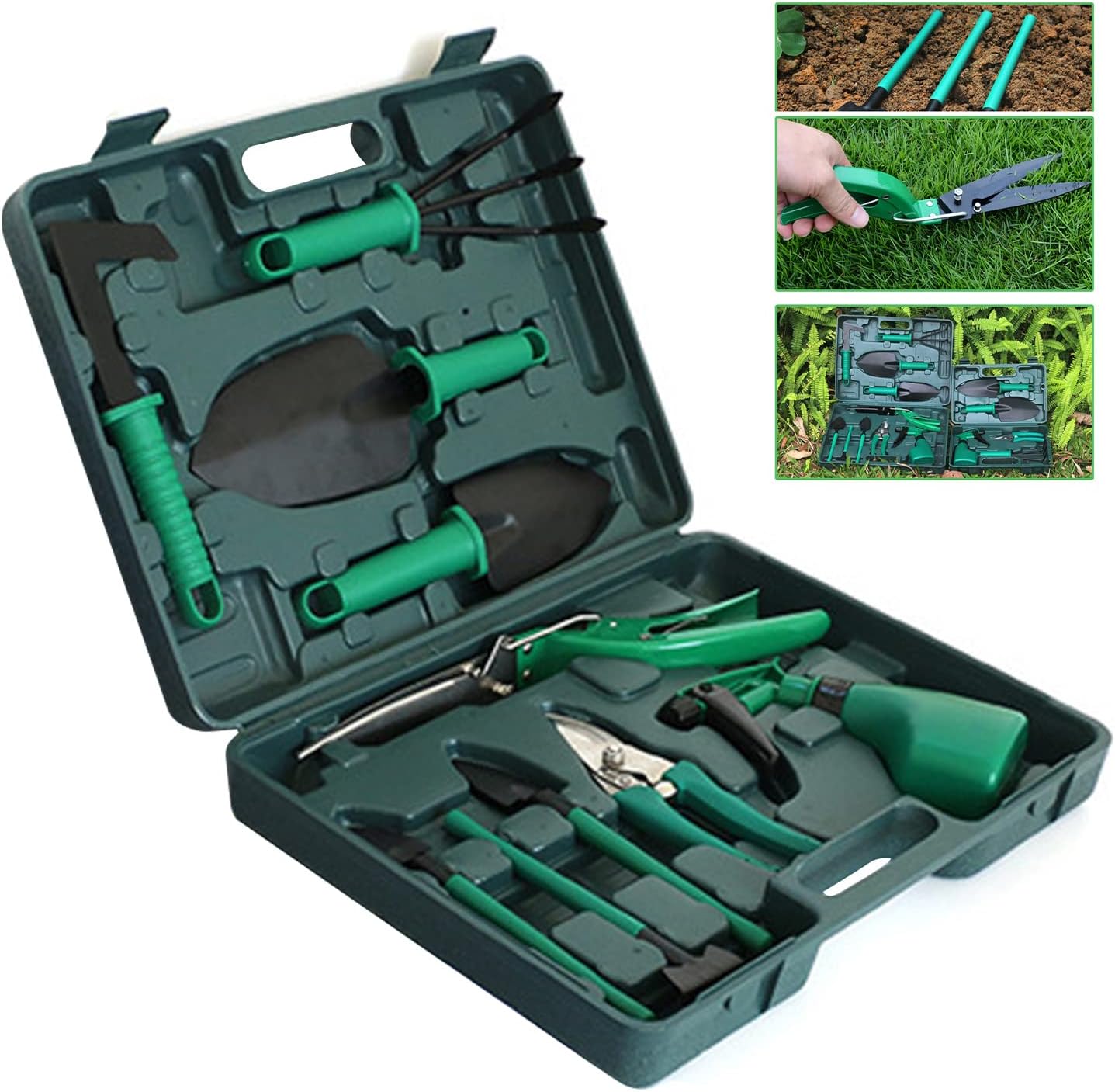 10 - Piece Gardening Tools Set with Carry Case – Green Garden Hand Tool Kit GTS10 - with | Sold by Uncle Wiener's Wholesale