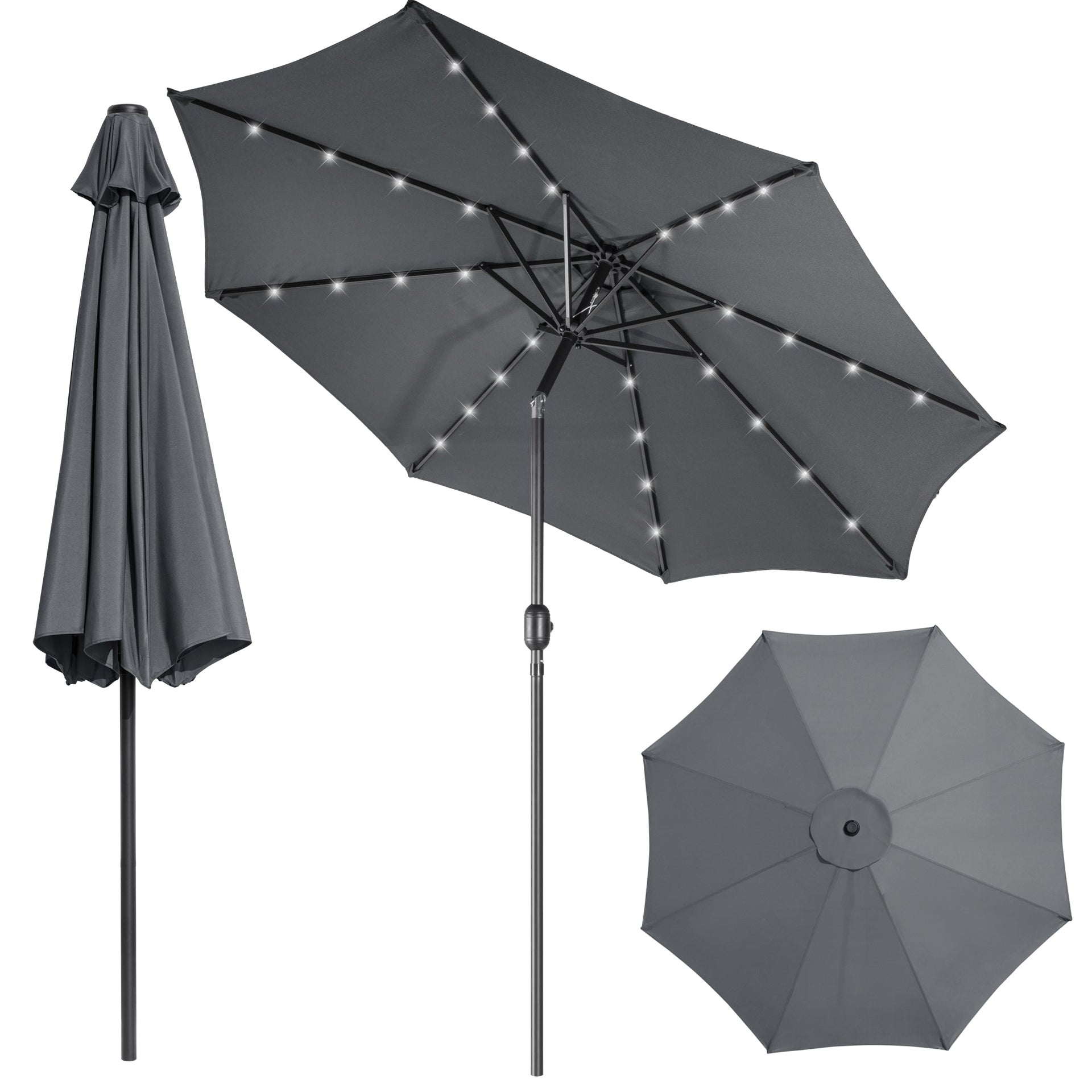glucksteinhome market patio umbrella with led lights 10′ Solar LED Market Patio Umbrella with Tilt & Crank 24 LED Lights – Uncle  Wiener's Wholesale