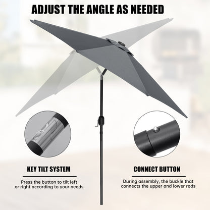 10′ Solar LED Market Patio Umbrella with Tilt & Crank 24 LED Lights - with Navy Blue | Sold by Uncle Wiener's Wholesale