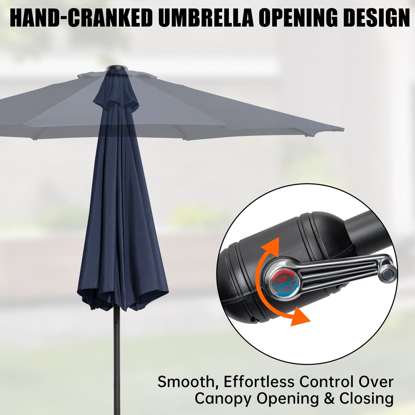 10′ Solar LED Market Patio Umbrella with Tilt & Crank 24 LED Lights - with Navy Blue | Sold by Uncle Wiener's Wholesale