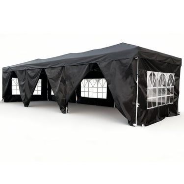 10 x 30 Ft Folding Gazebo Canopy Steel Frame Waterproof 420D Oxford PVC Outdoor Shelter - with Black | Sold by Uncle Wiener's Wholesale