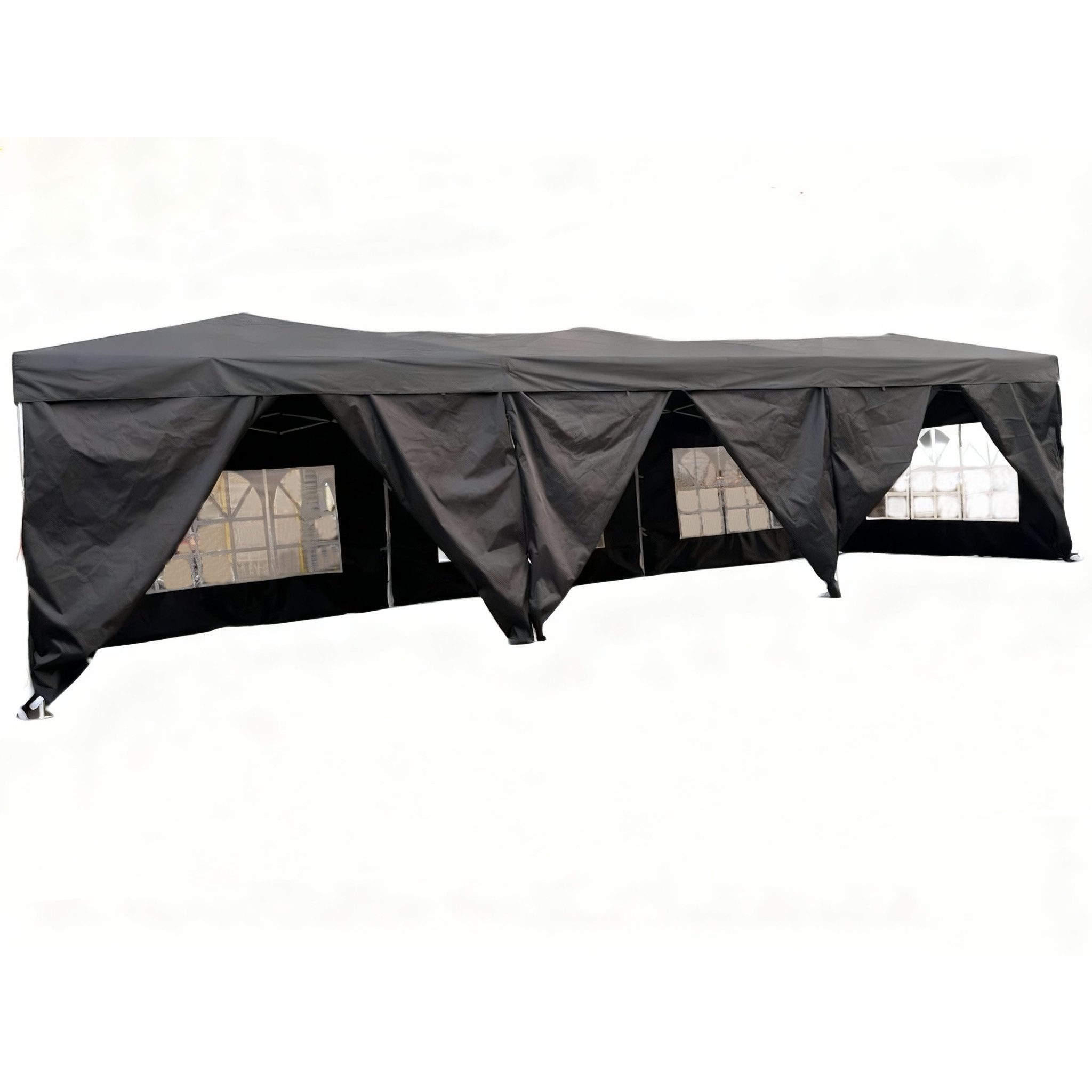 10 x 30 Ft Folding Gazebo Canopy Steel Frame Waterproof 420D Oxford PVC Outdoor Shelter - with Gray | Sold by Uncle Wiener's Wholesale
