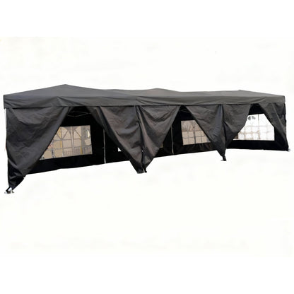 10 x 30 Ft Folding Gazebo Canopy Steel Frame Waterproof 420D Oxford PVC Outdoor Shelter - with Gray | Sold by Uncle Wiener's Wholesale