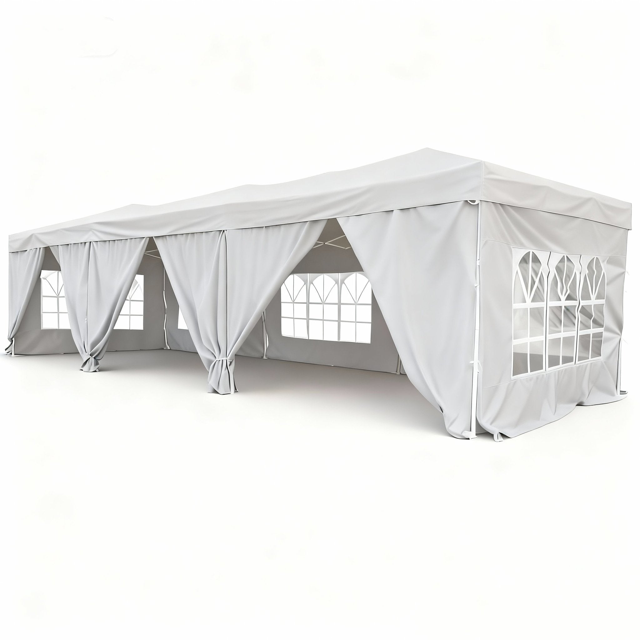 10 x 30 Ft Folding Gazebo Canopy Steel Frame Waterproof 420D Oxford PVC Outdoor Shelter - with Gray | Sold by Uncle Wiener's Wholesale